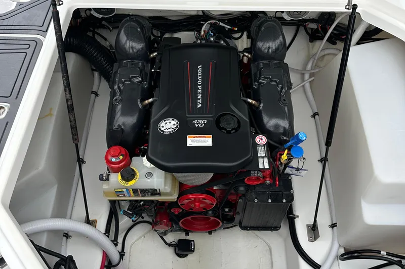 Slide: The Image of 2022 Cobalt R8 Surf engine compartment with Volvo Penta V8 engine. - 23