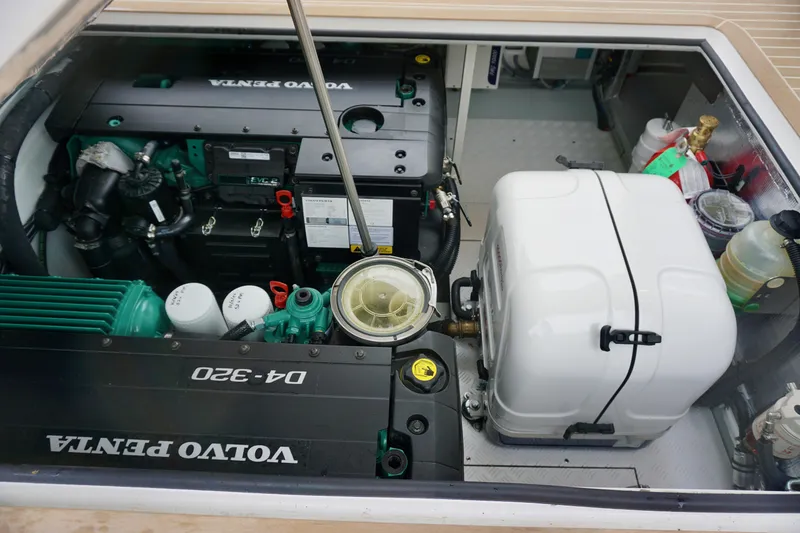Slide: The Image of Engine compartment of 2023 Delta Powerboats 33 Coupe with Volvo Penta D4-320 engine. - 31