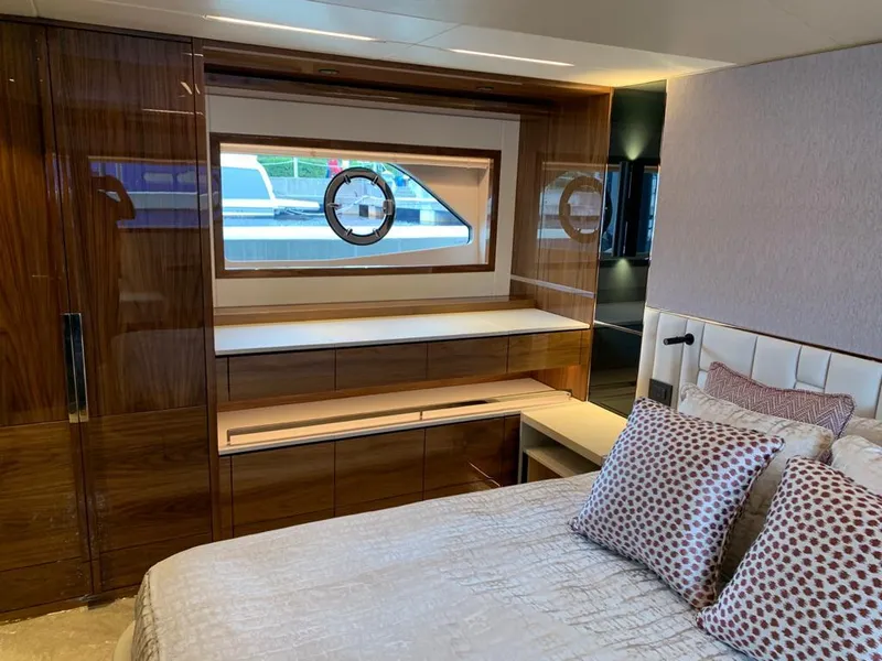 Slide: The Image of Luxurious Sunseeker Manhattan 68 yacht interior with elegant wood finishes, 2020 model. - 28