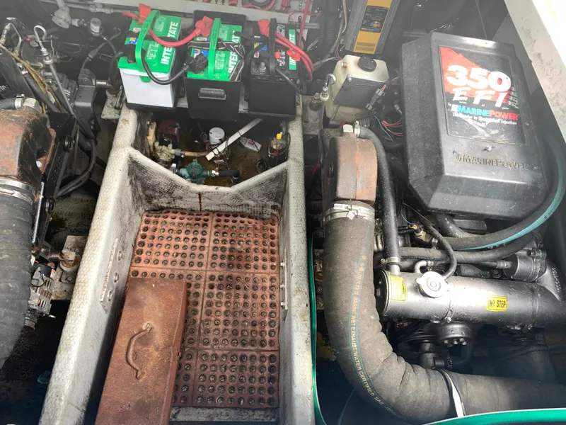 Slide: The Image of Engine compartment of a 1994 Mainship 31 Sedan Bridge with 350 EFI Marine Power engine. - 30