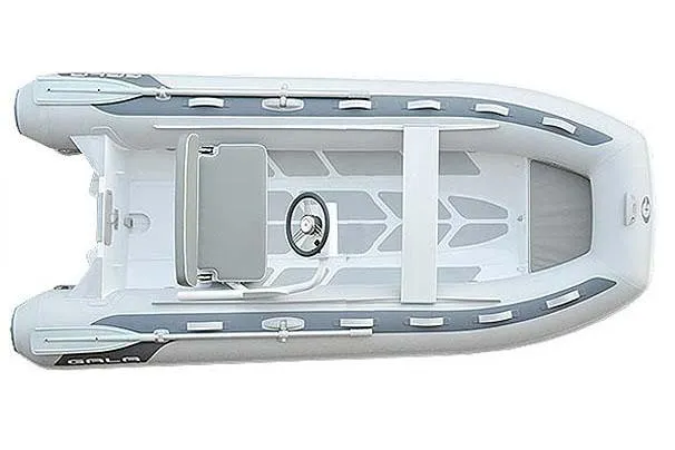 Slide: The Image of Interior of 2025 Gala A390HQ boat with modern seating and wood-style flooring. - 5