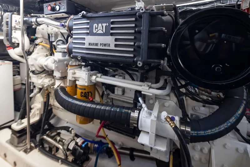 Slide: The Image of Engine room of 2005 Tiara Yachts 5200 Sovran Salon with CAT Marine Power engine. - 41