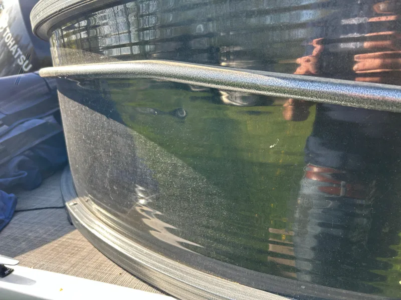 Slide: The Image of Close-up of 2019 Misty Harbor Biscayne Bay 2285BR Triple Tube pontoon boat exterior. - 6