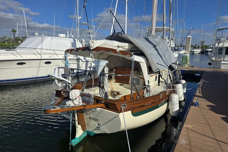 Slide: The Image of 1994 Bristol Channel Cutter Sam L Morse BCC 28 docked at marina, sunny day. - 8