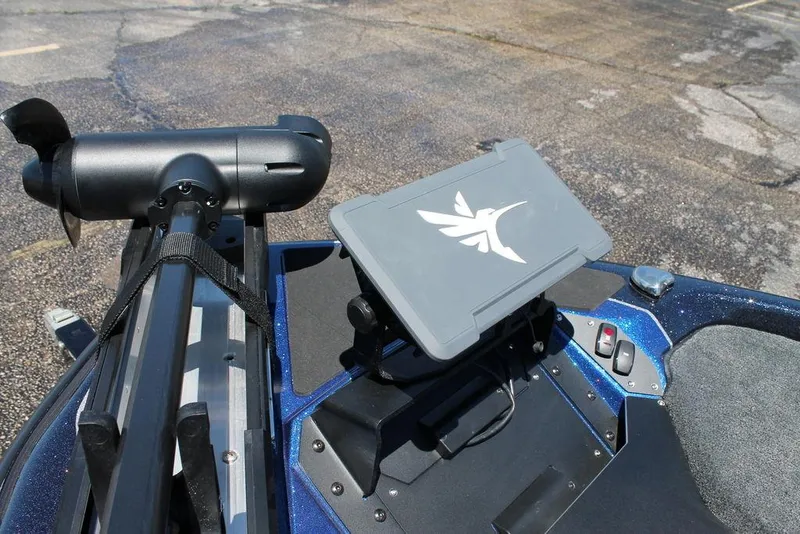 Slide: The Image of 2025 Skeeter ZXR20 boat dashboard with mounted electronic device and control panel. - 5