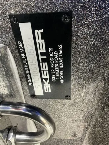 Slide: The Image of 2025 Skeeter FXR21L boat hull identification plate, Kilgore, Texas. - 14