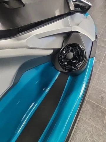 Slide: The Image of 2025 Sea-Doo Waverunner GTX, close-up of sleek design and speaker detail. - 3