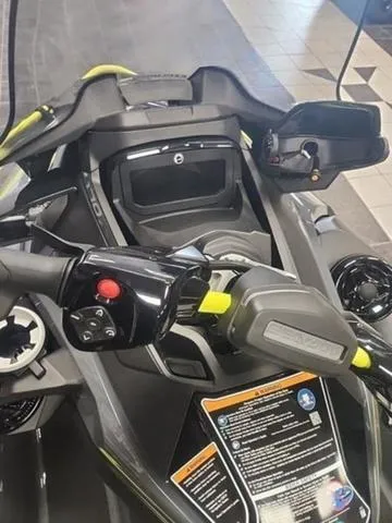 Slide: The Image of 2025 Sea-Doo Waverunner Explorer Pro dashboard and controls, featuring modern design and technology. - 10