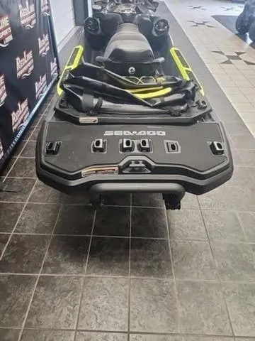 Slide: The Image of 2025 Sea-Doo Waverunner Explorer Pro on showroom floor, rear view. - 4