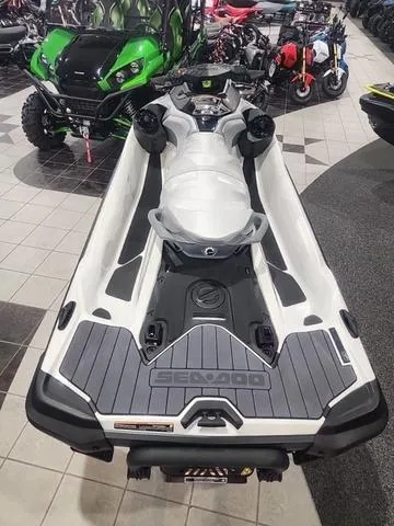 Slide: The Image of 2025 Sea-Doo Waverunner GTX displayed in showroom, featuring sleek design and advanced features. - 6