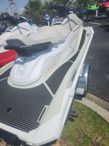 Slide: The Image of 2025 Yamaha WaveRunner VX Cruiser HO in a showroom, showcasing sleek design and comfort. - 12