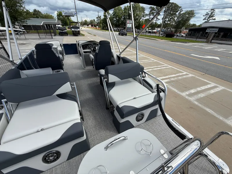Slide: The Image of 2025 Avalon LSZ Quad Lounger Shift pontoon boat with spacious seating and modern design. - 39