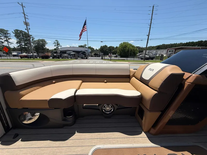 Slide: The Image of 2025 Avalon Catalina Quad Lounger Windshield with luxurious seating and modern design. - 17
