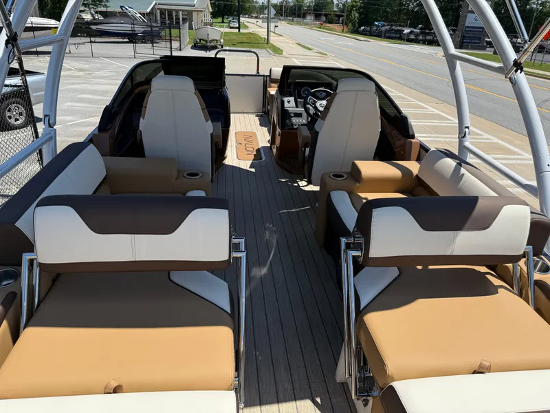 Slide: The Image of 2025 Avalon Catalina Quad Lounger Windshield interior with luxurious seating and modern design. - 38
