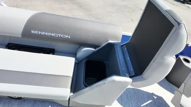 Slide: The Image of 2025 Bennington 20 SF Fish boat seat with storage compartment open. - 17