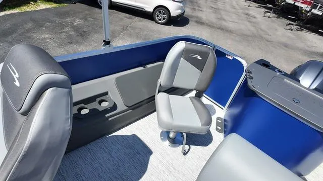 Slide: The Image of 2025 Bennington 20 SF Fish boat interior with seating and storage compartments. - 18