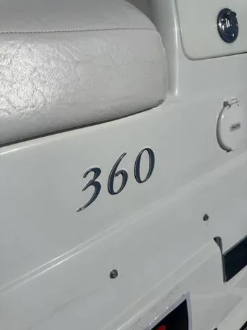 Slide: The Image of 2003 Cobalt 360 boat interior detail with model number. - 14