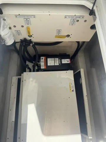 Slide: The Image of Engine compartment of a 2003 Cobalt 360 boat, showing wiring and components. - 3