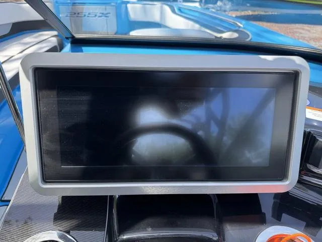 Slide: The Image of Dashboard display of 2022 Yamaha Boats 255XD, featuring a sleek touchscreen interface. - 26