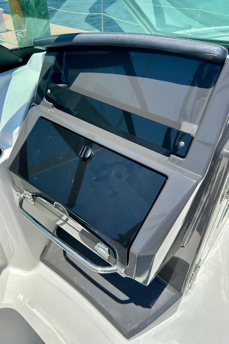 Slide: The Image of Dashboard of a 2019 Monterey M45 boat with sleek design and modern controls. - 23