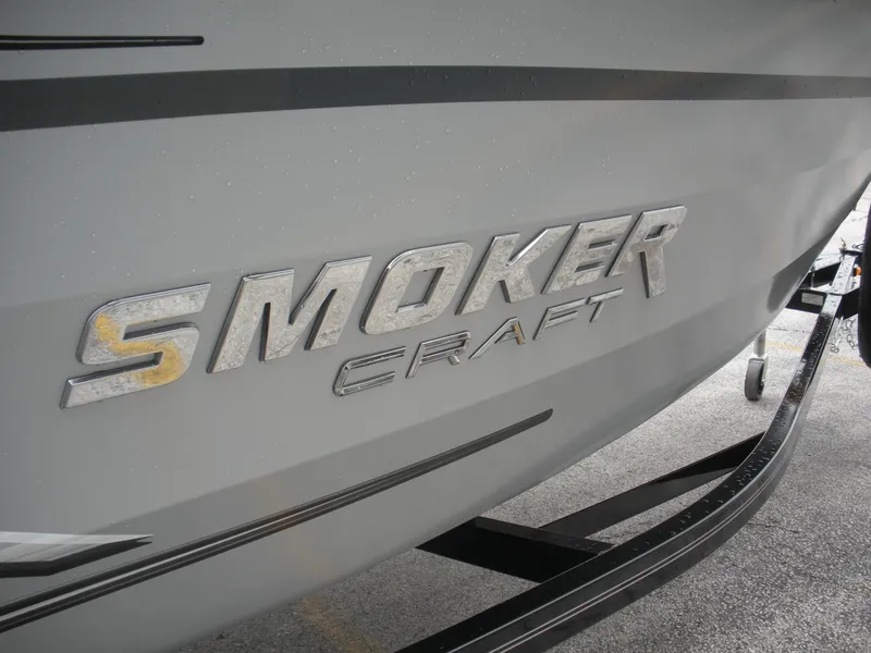 Slide: The Image of 2024 Smoker Craft Excursion Pro 176 DC Pro boat logo on hull. - 11