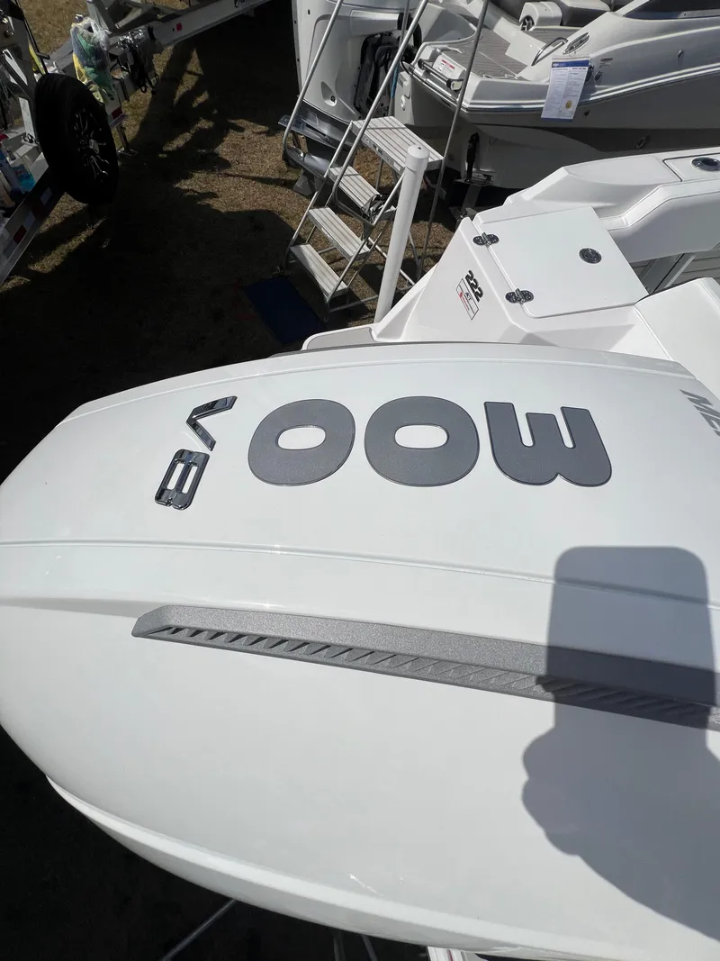 Slide: The Image of 2025 Blackfin 222 CC boat with powerful engine, displayed outdoors. - 3