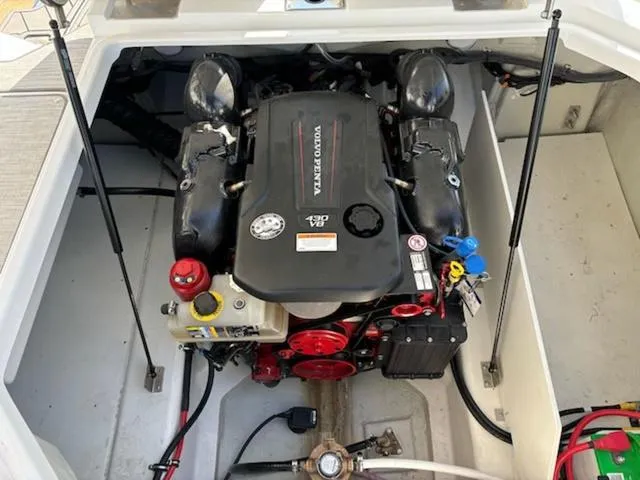 Slide: The Image of 2021 Cobalt R8 engine compartment with Volvo Penta V8 engine, detailed view. - 20
