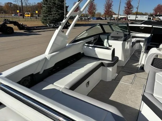 Slide: The Image of 2021 Cobalt R8 boat interior with sleek seating and modern design. - 5