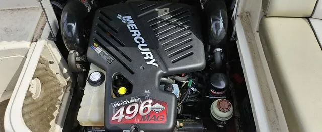 Slide: The Image of Engine compartment of a 2006 Sea Ray 270 Sundeck with Mercury 496 MAG engine. - 4