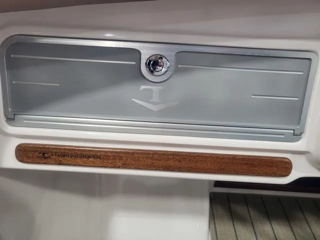 Slide: The Image of 2024 Thoroughbred u23i dashboard with wood accent and secure compartment. - 24