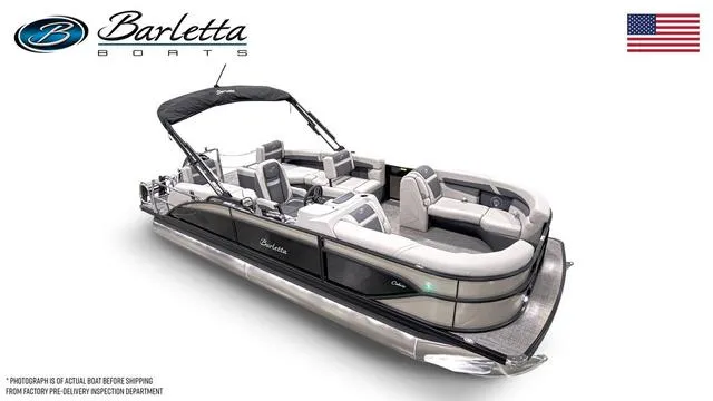 Slide: The Image of 2025 Barletta Boats C22M pontoon with sleek design and spacious seating. - 11