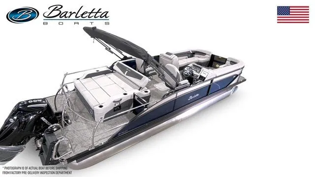 Slide: The Image of 2025 Barletta Boats C24uc pontoon with sleek design and modern features. - 5