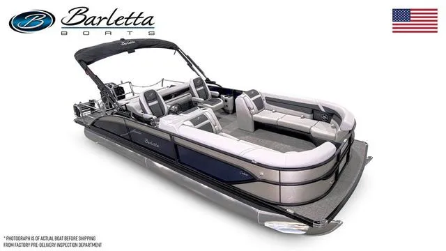 Slide: The Image of 2025 Barletta Boats C24uc pontoon with sleek design and spacious seating. - 6