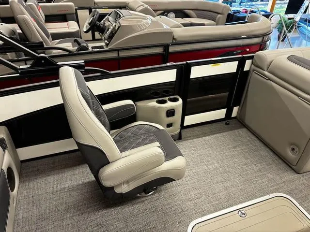 Slide: The Image of 2024 Barletta Lusso L23UC boat interior with luxurious seating and modern design. - 6