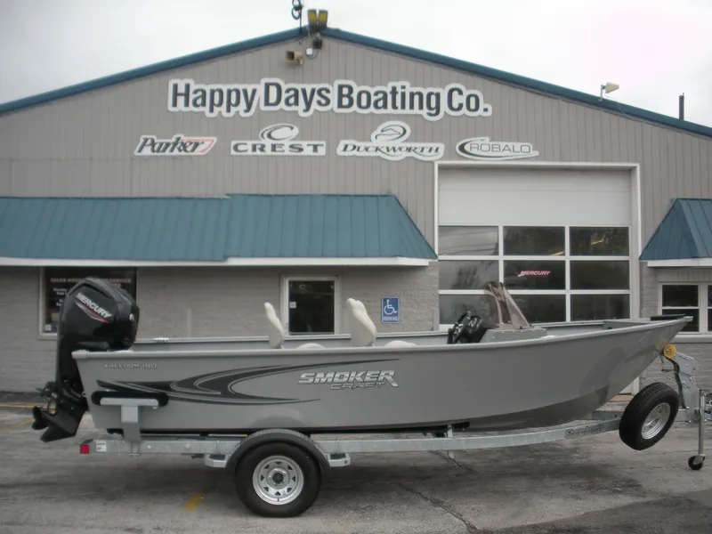 Slide: The Image of 2024 Smoker Craft Freedom 180 SC boat at Happy Days Boating Co. dealership. - 1