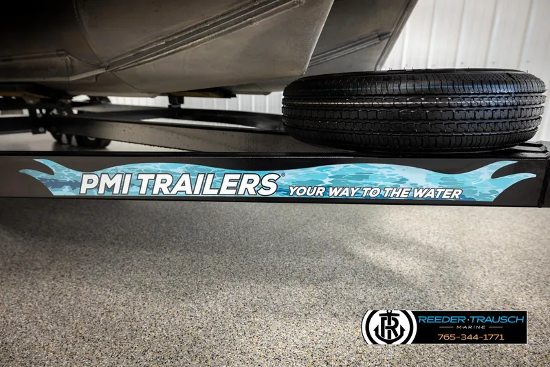 Slide: The Image of Trailer with spare tire, featuring "PMI Trailers" branding and contact information. - 49