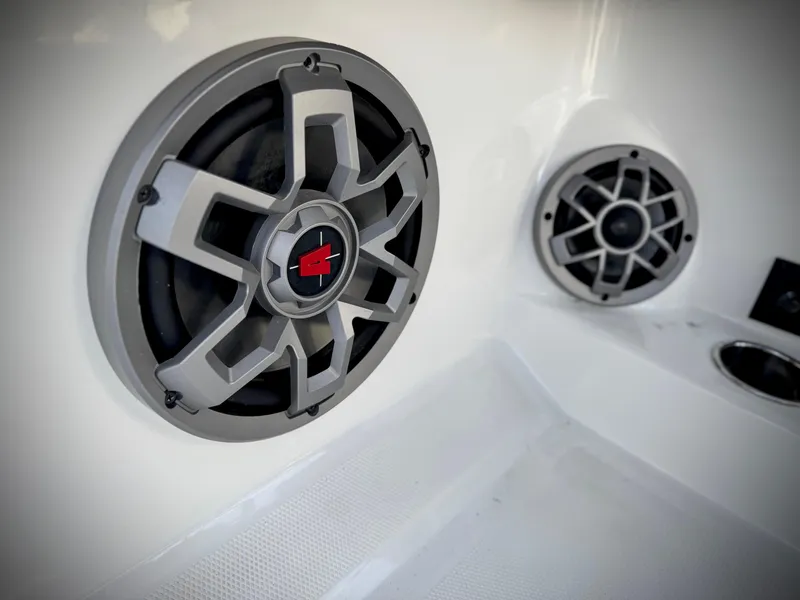 Slide: The Image of Boat speakers on a 2021 Axis T22, featuring sleek design and high-quality audio. - 28