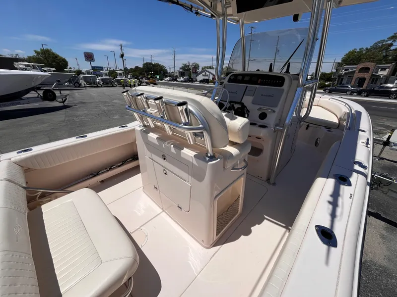 Slide: The Image of 2013 Grady-White Fisherman 257 boat interior with seating and control panel. - 9
