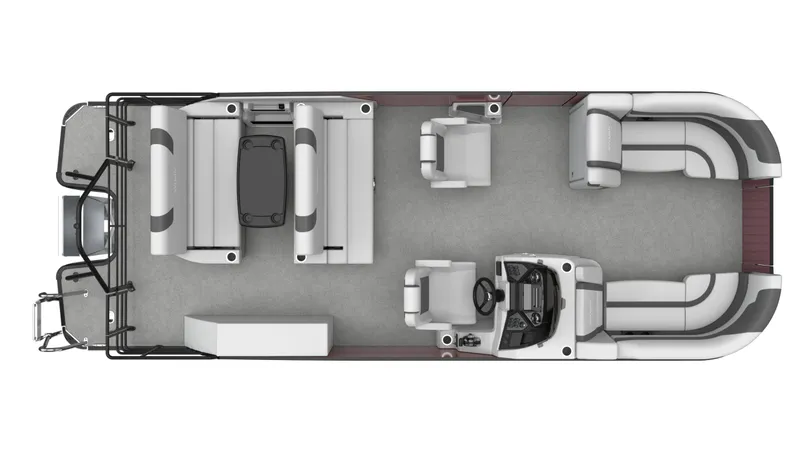 Slide: The Image of Top view of 2026 Sylvan L3 DLZ pontoon boat interior layout. - 5