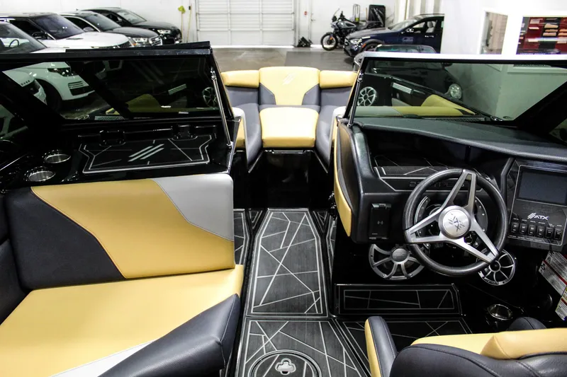 Slide: The Image of 2021 ATX Surf Boats 22 Type-S interior with modern design and luxurious seating. - 10