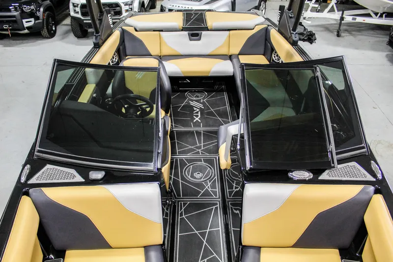 Slide: The Image of 2021 ATX Surf Boats 22 Type-S interior with modern seating and sleek design. - 17