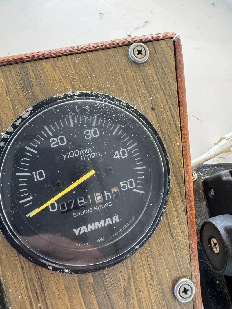 Slide: The Image of Close-up of a Yanmar tachometer on a 1978 Bertram 31 Sportfisher boat. - 7