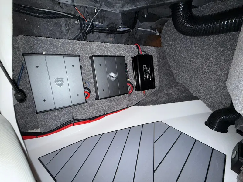 Slide: The Image of Audio system installation in a 2017 Malibu Wakesetter 23 LSV boat. - 19