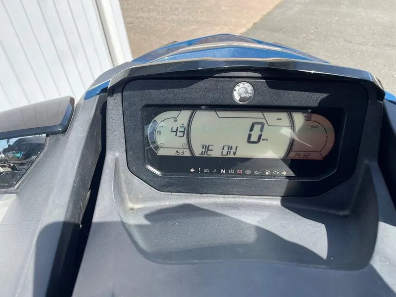 Slide: The Image of 2021 Sea-Doo Fish Pro™ dashboard display with iDF and sound system features. - 3