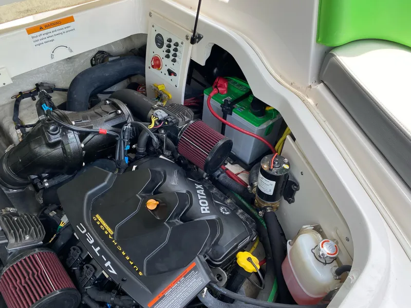 Slide: The Image of Engine compartment of 2016 Chaparral Vortex 223 VRX boat with Rotax engine. - 13
