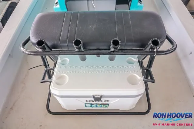 Slide: The Image of Majek 18 M2 boat seat with rod holders and Igloo cooler, 2025 model. - 17