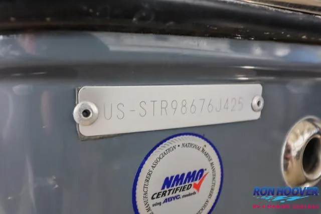 Slide: The Image of 2025 Starcraft SVX171 boat with NMMA certification plate and serial number. - 34