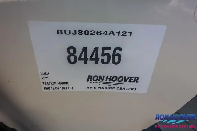 Slide: The Image of Label on 2021 Tracker Pro Team 190 TX TE at Ron Hoover RV & Marine Centers. - 27