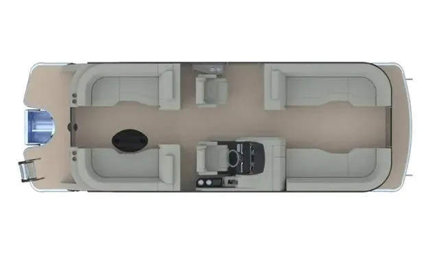 Slide: The Image of 2025 Godfrey AP255SBC pontoon boat interior layout, featuring spacious seating and helm station. - 1