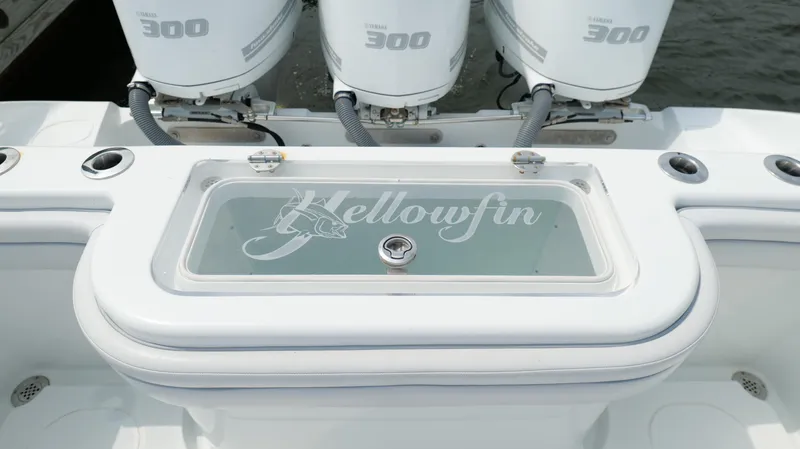 Slide: The Image of 2017 Yellowfin 36 Offshore boat with triple 300 engines and branded livewell. - 25